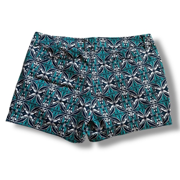 Stylus Island Teal Geometric Retro Flat Front Shorts 3.5 inch Inseam size 10 - Picture 2 of 6